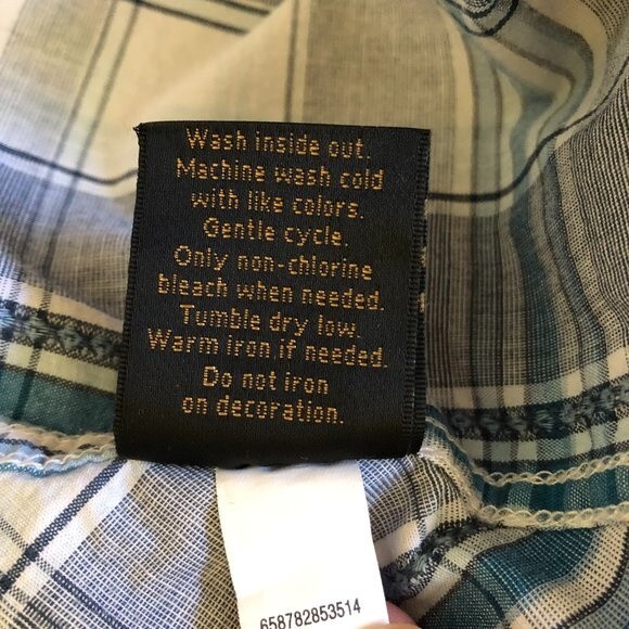 Helix Western Shirt Plaid Blue Gray Size M - Picture 6 of 7